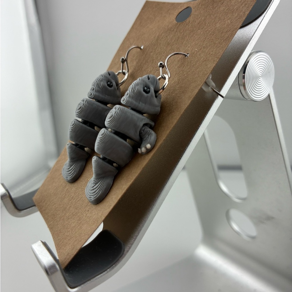 Gray Manatee Earrings